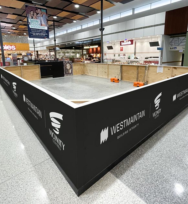 West Maintain Hoarding boards installed at a popular shopping centre